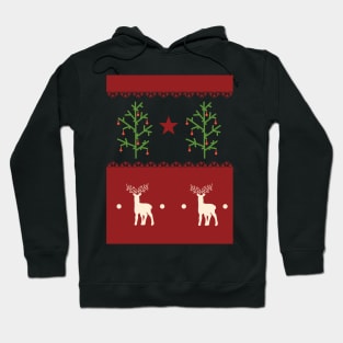 Traditional Christmas Tree Deer Scandinavian Aesthetic Pattern Hoodie